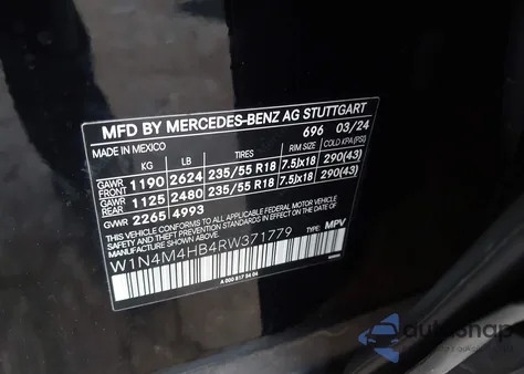 2024 Mercedes-Benz Glb 250 4Matic z USA, uszkodzony, nr VIN W1N4M4HB4RW371779